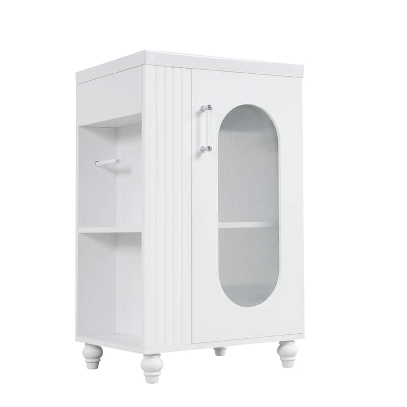 Roomfitters 20" Bathroom Vanity with Sink Cabinet with Two-Tier Shelf Adjustable Shelf Solid Wood and MDF Frame