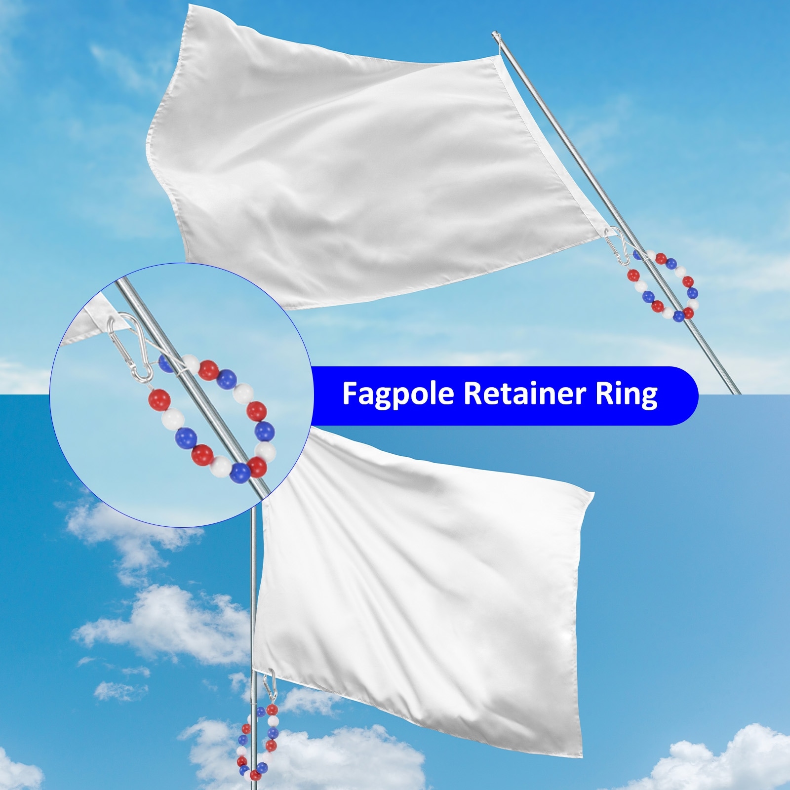 Flagpole Retainer Ring-,Apply to Flagpole - Silver
