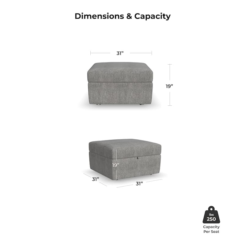 Flexsteel Stain-Resistant Performance Fabric Ottoman with Storage