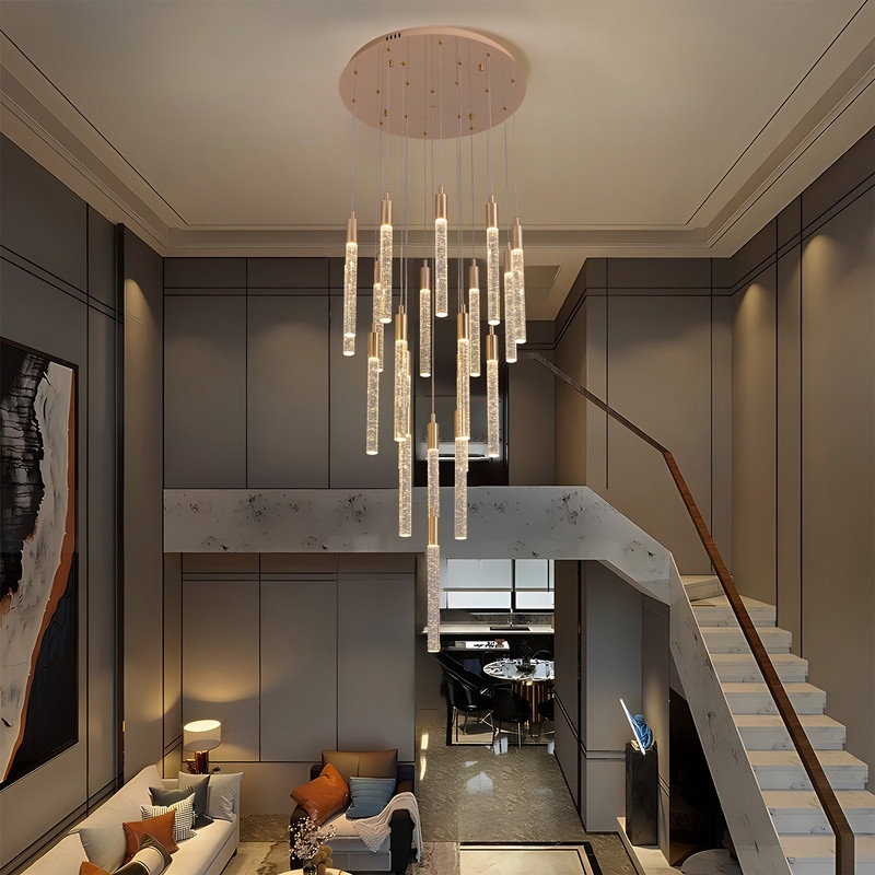 20-Light Gold Crystal Chandeliers Modern Flush Mount Ceiling Chandelier High LED Dimmable Ceiling Chandelier for Entryway