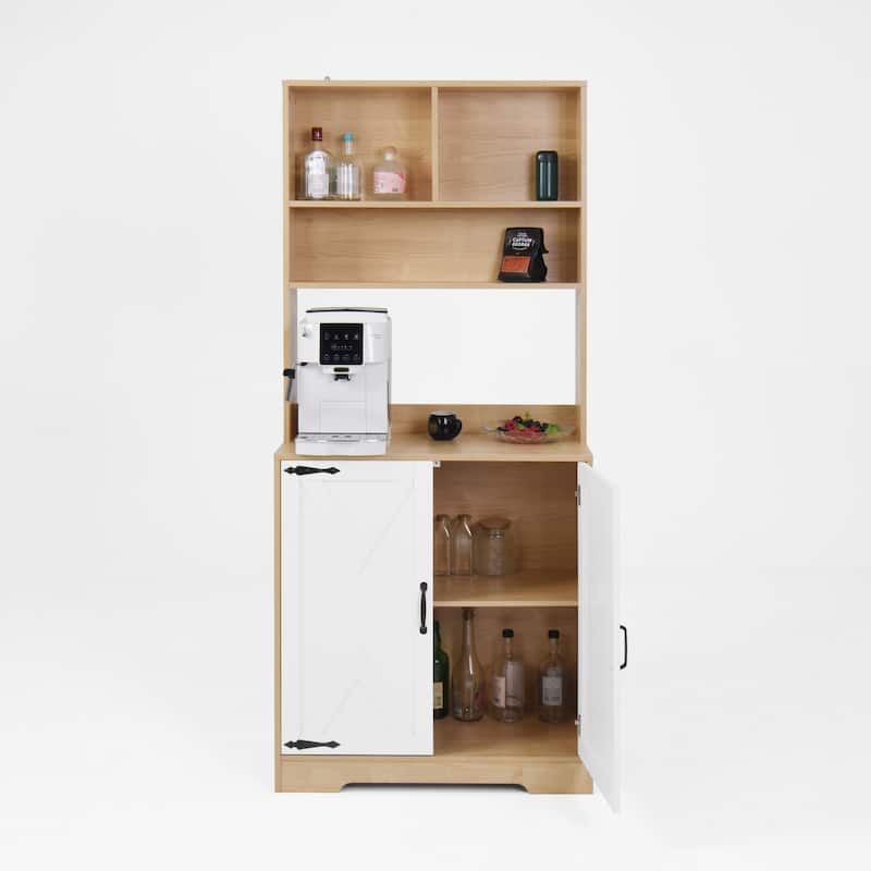 Pantry Cabinet with 2 Doors, 3-Tier Modern Kitchen Cabinet with Shelves, Freestanding Larder Cupboard