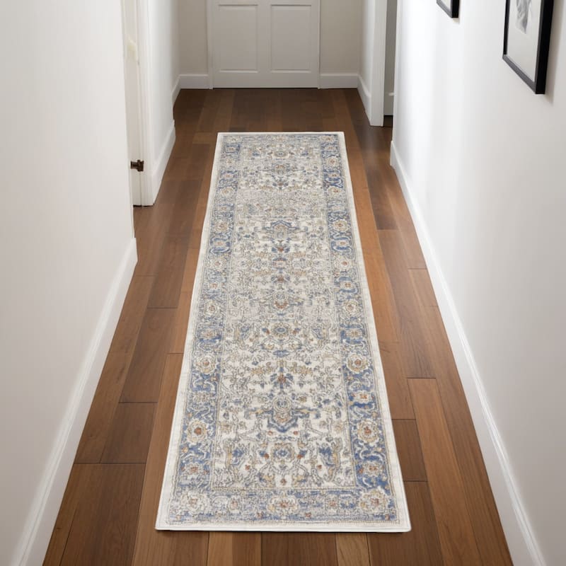 Nete Power Loomed Durable Area Rug By HomeRoots - 90' X '26' X '0.5 - 90' X '26' X '0.5 - Oxford Blue - Runner