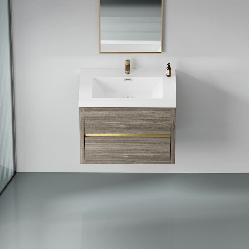 GDFStudio 30" Wall-Mounted Bathroom Vanity with Sink