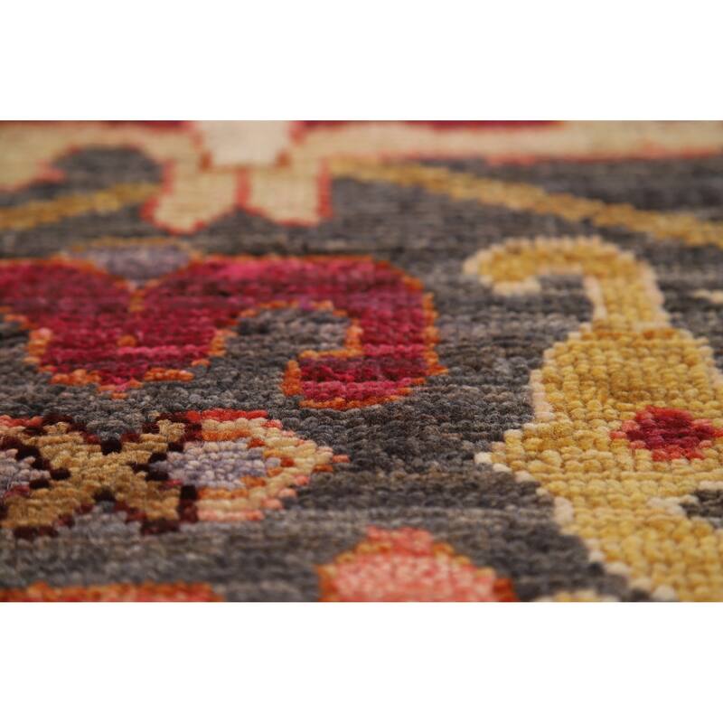 Hand Knotted Oriental 100% Wool Carpet Transitional All-Over Greys & Charcoal Oushak Area Rug - 9' 11'' X 8' 2''