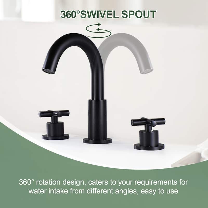 8.2"H Solid Brass Widespread 2-handle Bathroom Sink Faucet
