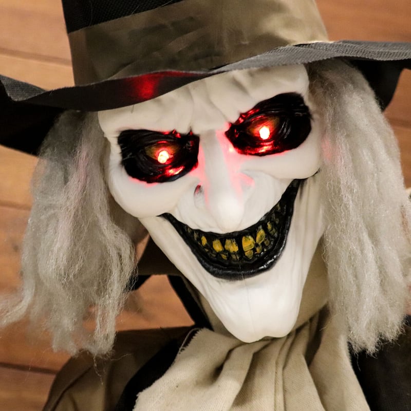 Haunted Hill Farm 5.25-ft. Poseable Animatronic Gravekeeper with Red Eyes