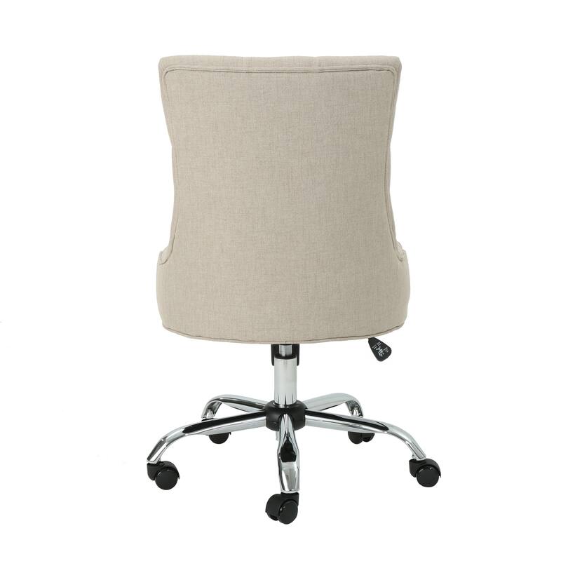 360° Rotating Home Office Chair, Adjustable Height Ergonomic Chair, Upholstered Desk Stool with Metal Base and Wheels - N/A
