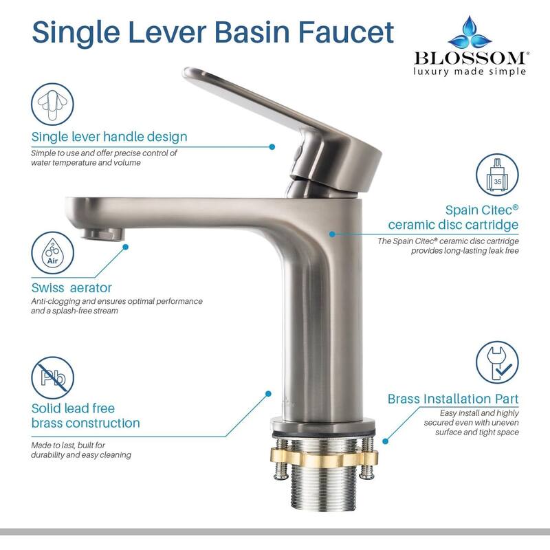 Blossom Single Handle Bathroom Sink Faucet Modern Vanity Fixture