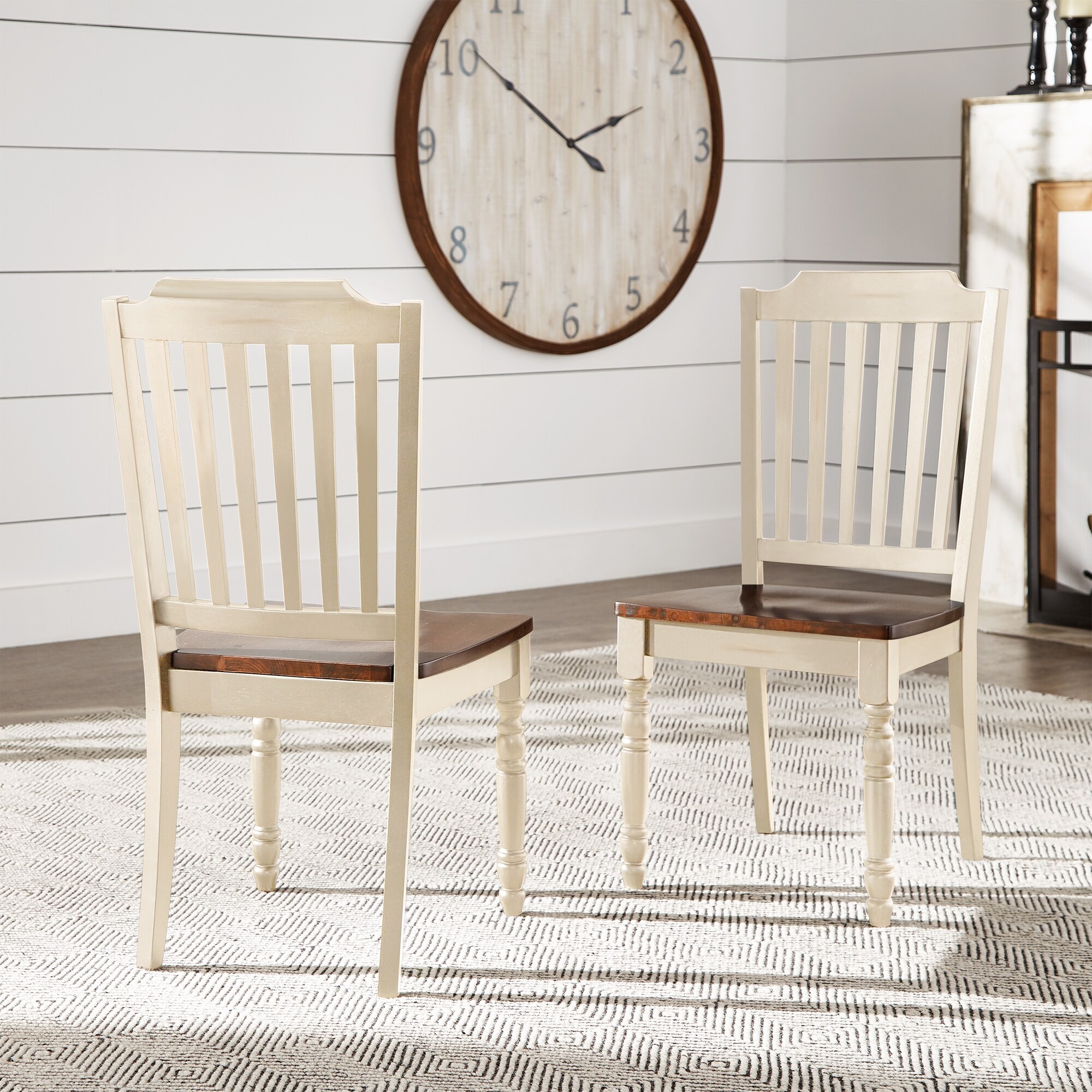 Mackenzie Country Style Two-tone Dining Chairs (Set of 2) by