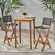 preview thumbnail 3 of 29, Polaris Outdoor 26" Square 3 Piece Wood and Wicker Bar Height Set by Christopher Knight Home Brown