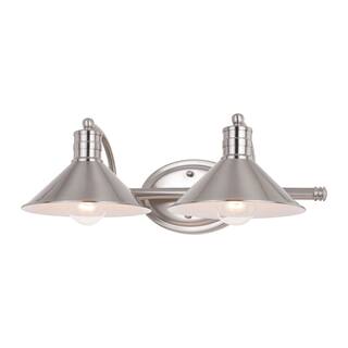 Wall Sconce Lighting 2-Light Vanity Sconce Satin Nickel Metal Shade Bathroom Light - 6.25