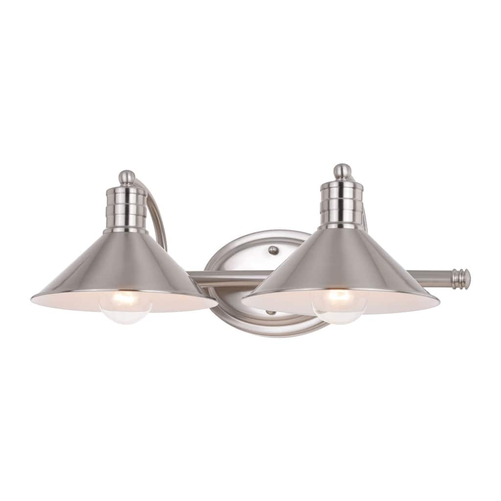 Wall Sconce Lighting 2-Light Vanity Sconce Satin Nickel Metal Shade Bathroom Light - 6.25