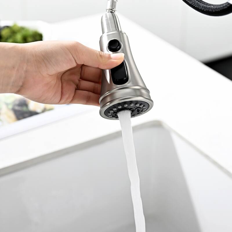 8-in Widespread Pull Down Kitchen Spray in Matte Black,Brushed Nickel