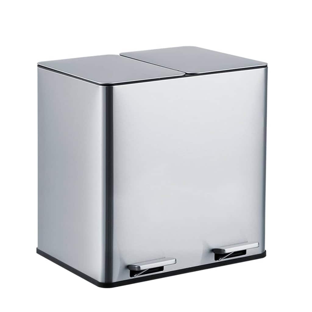 2 x 4 Gal Dual Stainless Steel Step-on Garbage Bin, Trash Can