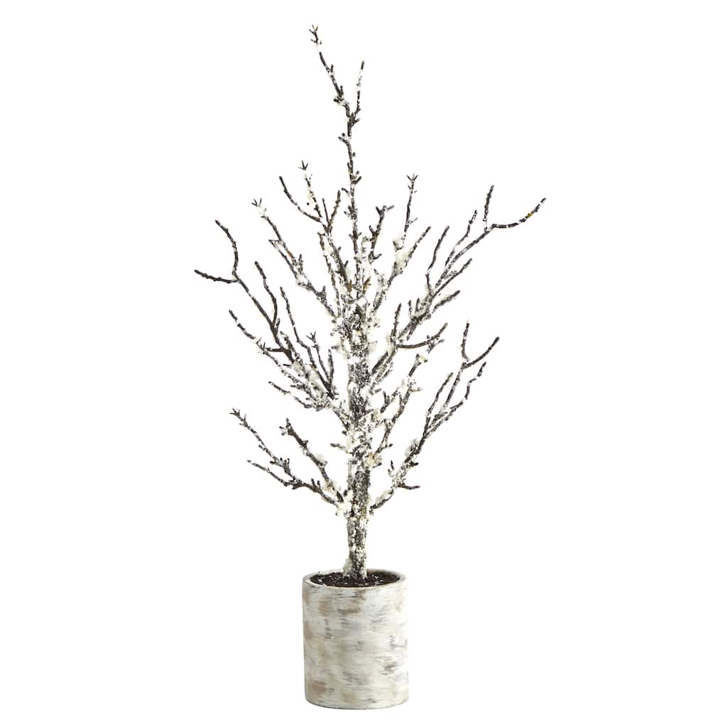 2' Snowed Twig Artificial Tree in Decorative Planter