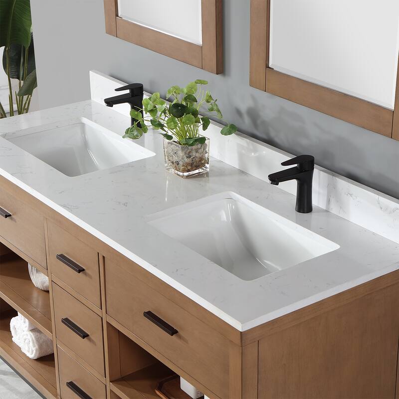 Altair Kesia Bathroom Vanity with Composite Stone Countertop with Mirror