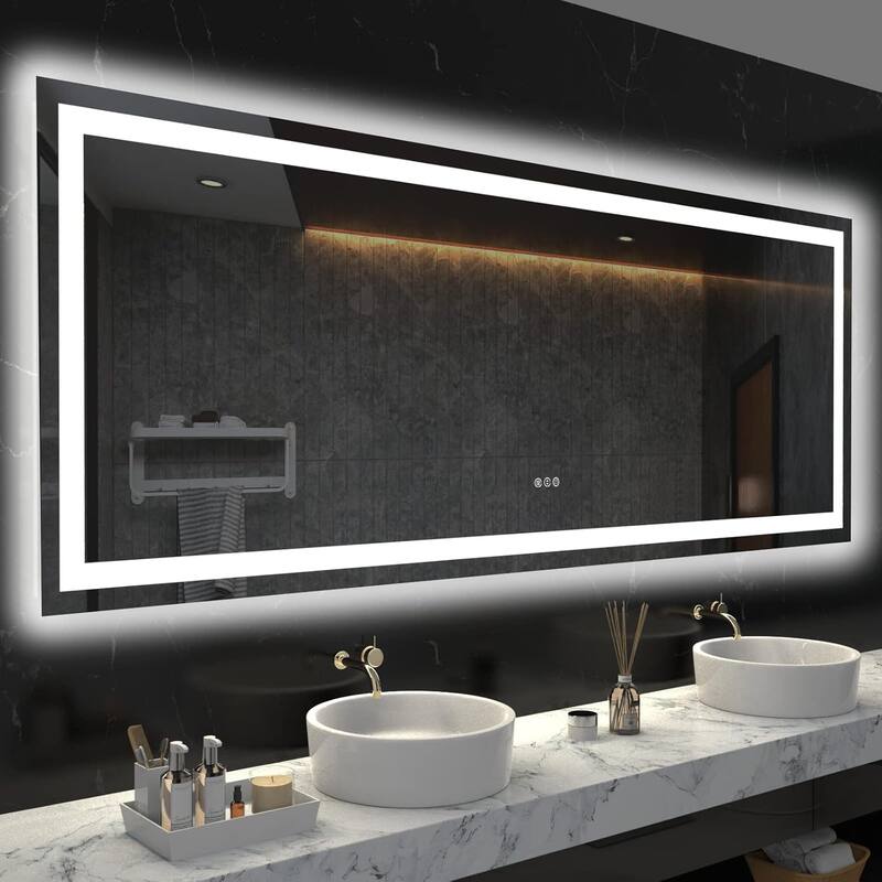 77x36 Inch Frameless LED Bathroom Mirror,Smart Mirror - White