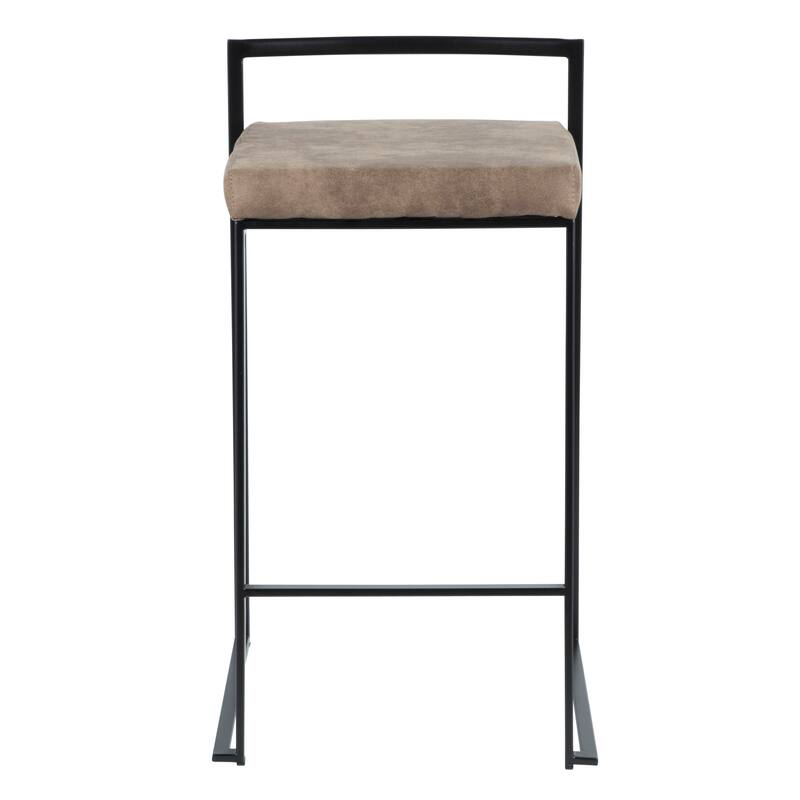 Porch & Den Forrest Contemporary Black Stackable Fully Welded Counter Stool (Set of 2)