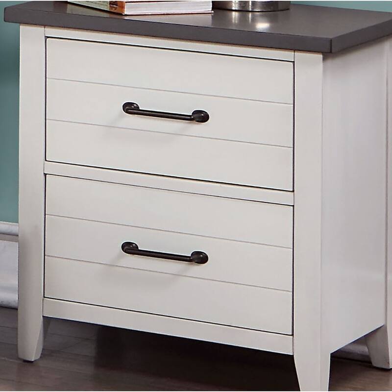 Nightstand Bedroom 1pc Nightstand Solid wood Appliance Pull 2-Drawers bedside Table Top, Two Tone