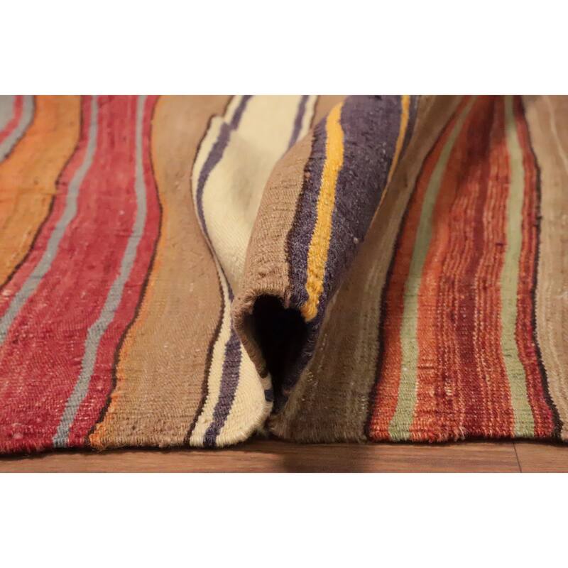 Hand Woven Oriental 100% Wool Carpet Southwestern Tribal Multi-Colored Kilim Area Rug - 8' 3'' X 5' 8''