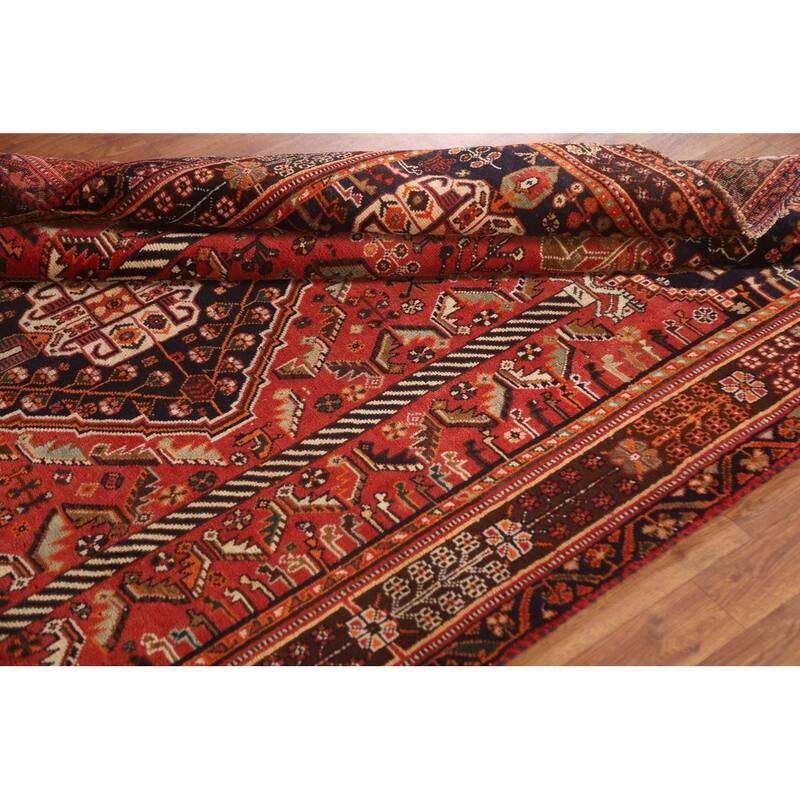Shiraz Persian Vintage Area Rug Hand-knotted Wool Carpet - 5'2"x 8'3"
