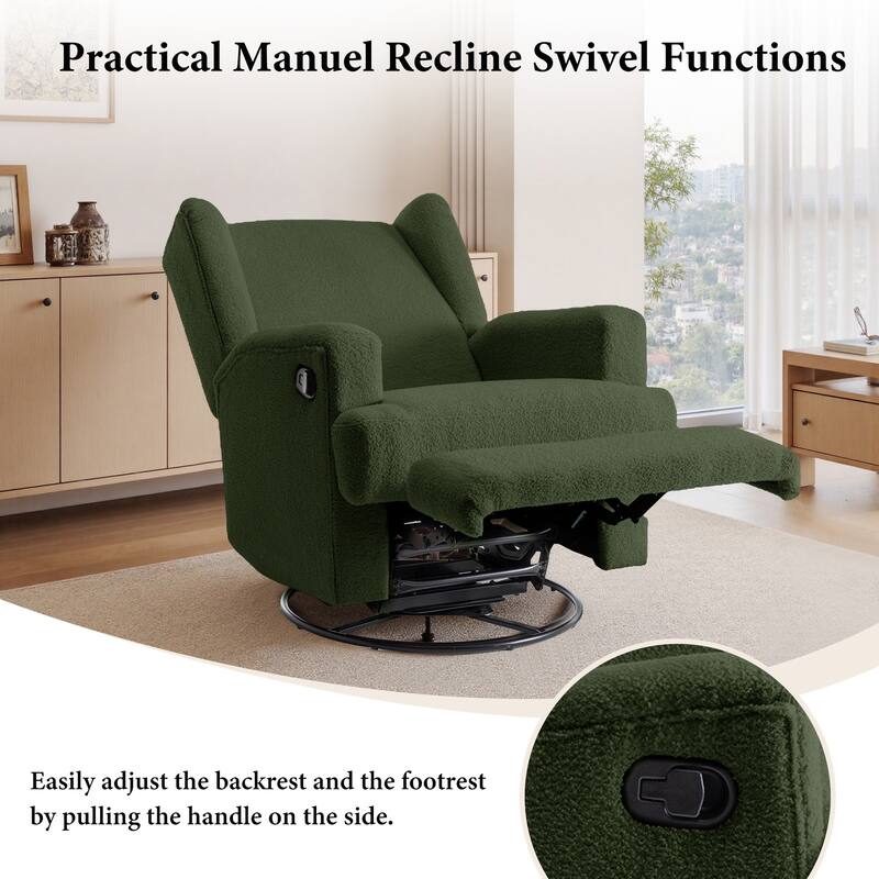 UIXE Upholstered Modern Swivel Glider Rocker Recliner