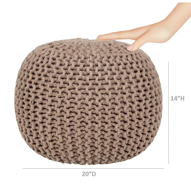 AANNY Designs Lychee Knitted Cotton Round Pouf Ottoman