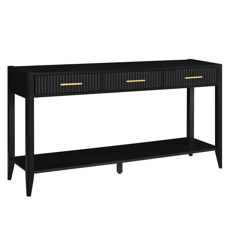 60" Storage Console Table with 3 Drawers and Shelf, Extra Long Living Room Rectangular Entryway Table
