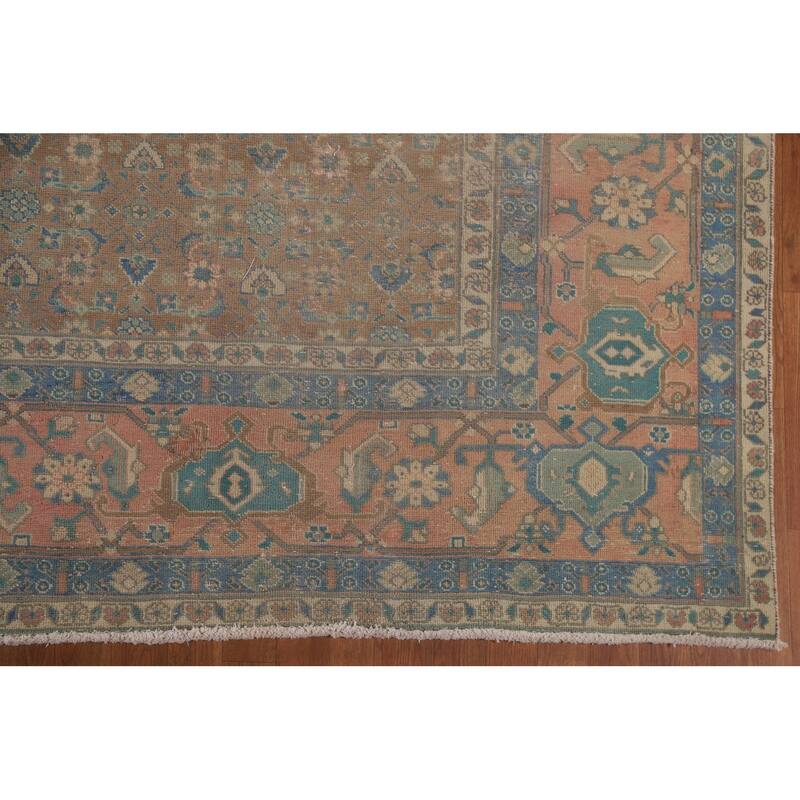 Distressed Tabriz Persian Antique Rug Living Room Handmade Wool Carpet - 9'8" x 11'11"