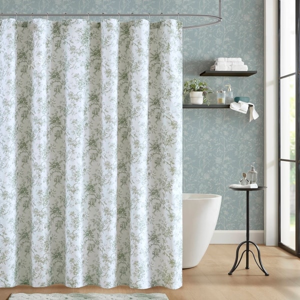 Walled Garden Tonal Floral Cotton Blend Shower Curtain - 72x72" - Green