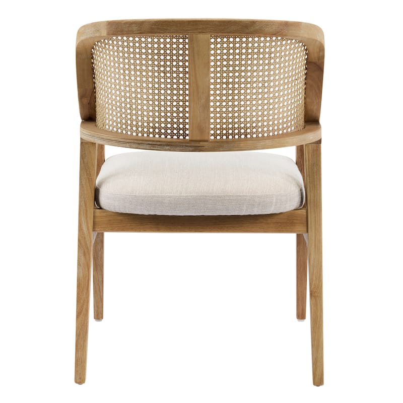Christopher Knight Home - Mid-Century Modern Upholstered Cane Back Dining Chairs with Rubberwood Frame