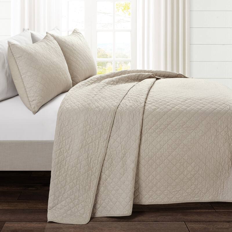 Copper Grove Balm Diamond Oversized Cotton 3-piece Quilt Set - Neutral - King