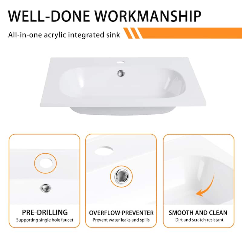 Bathroom Vanity With Sink In 36 Inch, Floating Bathroom Vanity With Soft Close Door