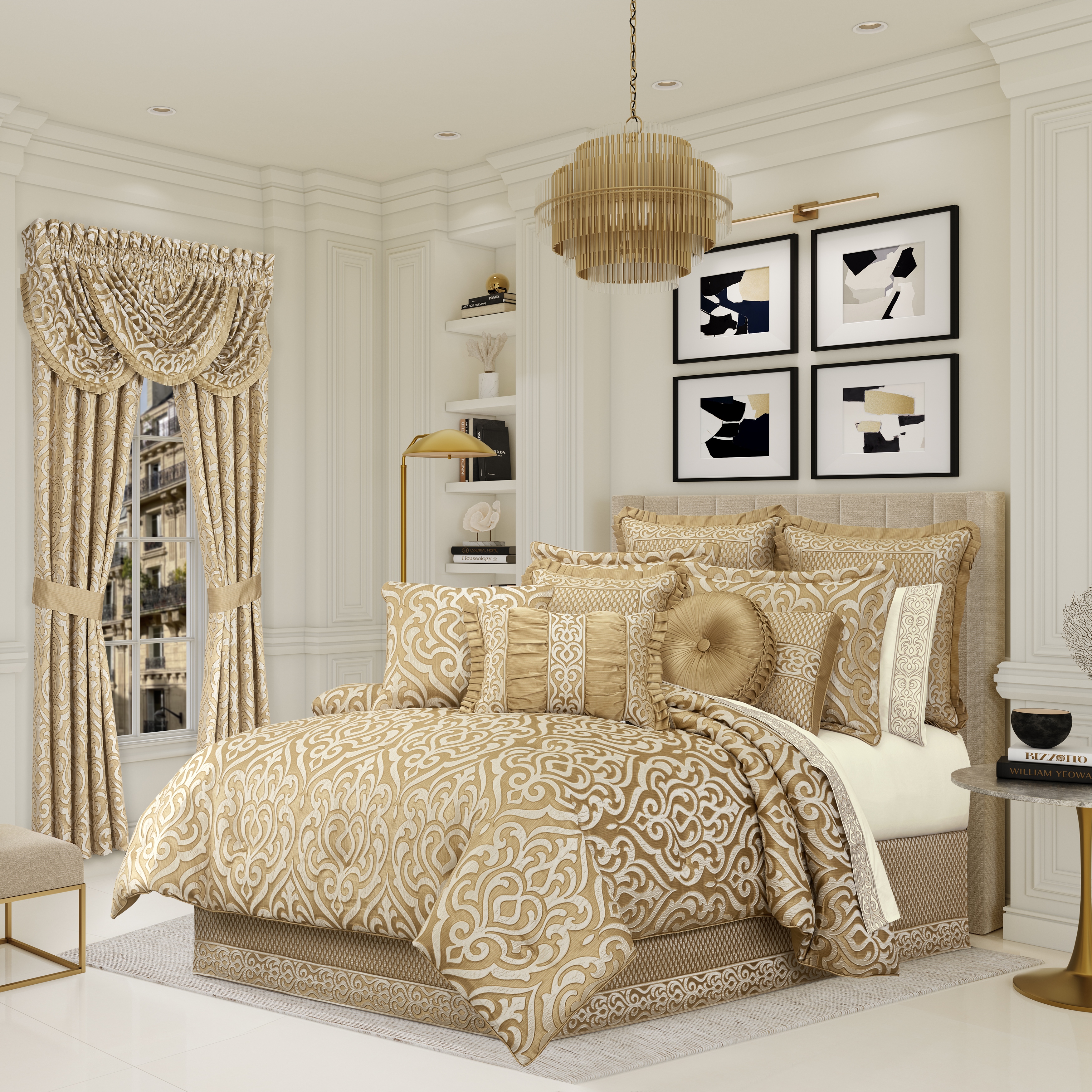 Five Queens Court Lagos 20 Square Embellished Decorative Throw Pillow Ivory