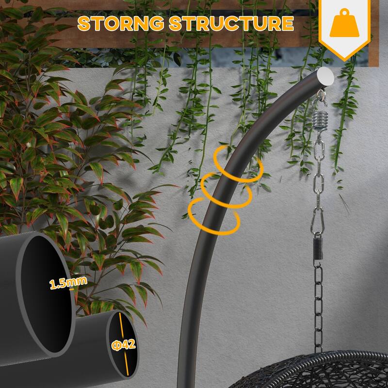 Outsunny Hanging Hammock Chair Stand with Round Base, C Hanging Stand Frame for Hammock Chair, Egg Cahir