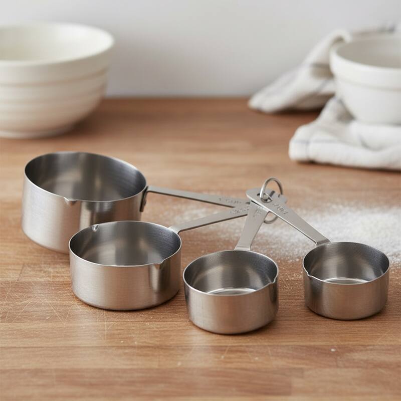 Amco Stainless Steel Measuring Cups - 1, 1/2, 1/3, 1/4 Cup