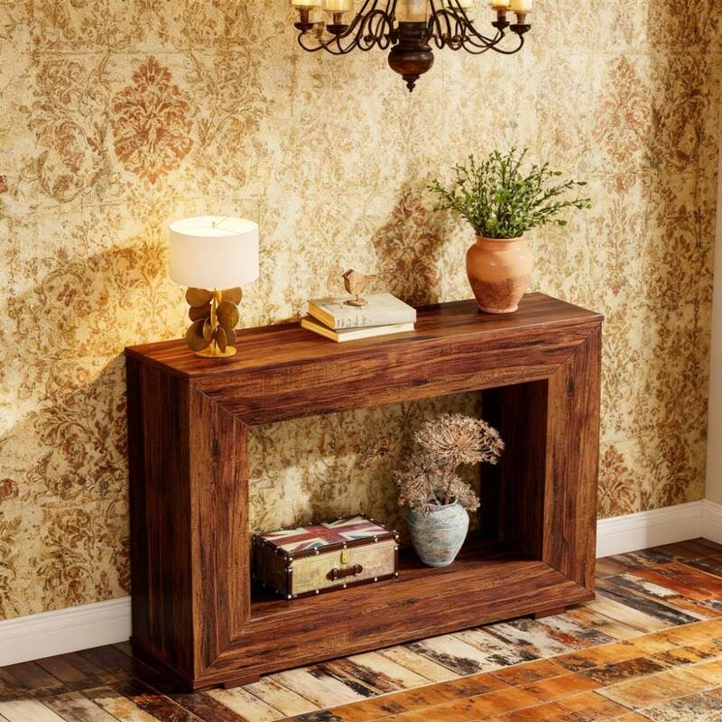 47 Inch Narrow Long Console Table - Wood Sofa Table for Entryway