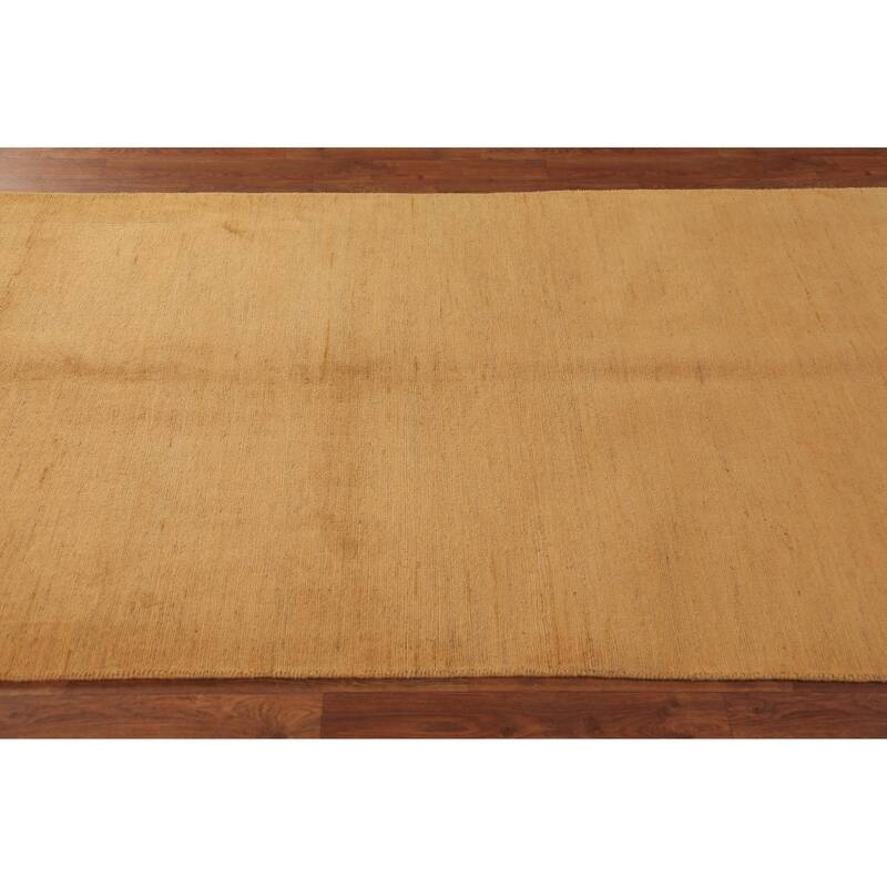 Yellow Gabbeh Oriental Area Rug Hand-Knotted Wool Carpet - 3'11" x 8'0"
