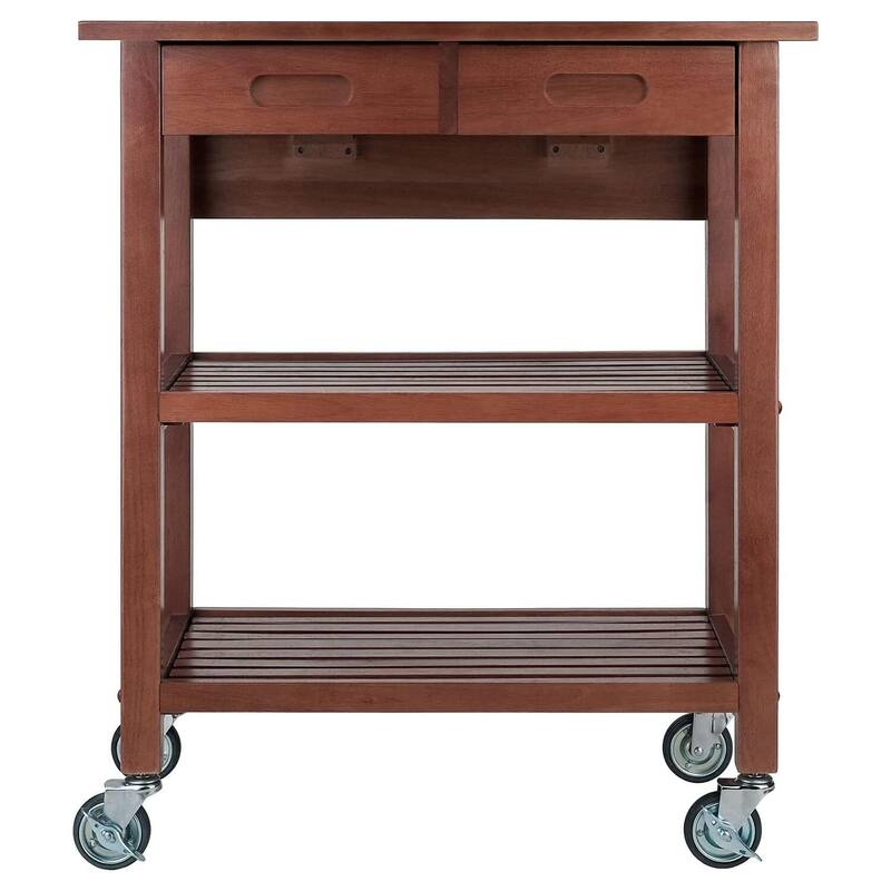 Kitchen Island Cart - Rolling Utility Cart with Drop Leaf & Shelves - Stylish Storage Solution