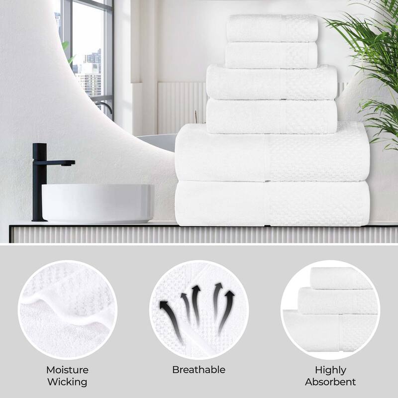 Superior Lodie Cotton Jacquard Solid and Two-Toned 8 Piece Towel Set