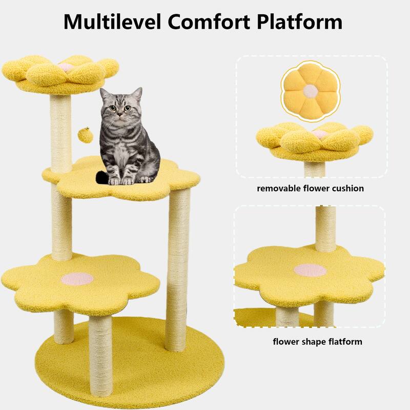 Cat Tree with Removable Cozy Perch & Scratching Posts Hanging, Toy Multi-Level Cat Furniture for Cats to Climb