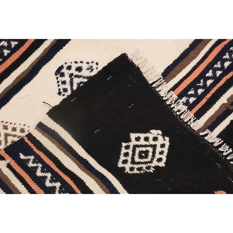 Hand Woven Oriental 100% Wool Carpet Southwestern Tribal Multi-Colored Kilim Area Rug - 10' 1'' X 5' 2''