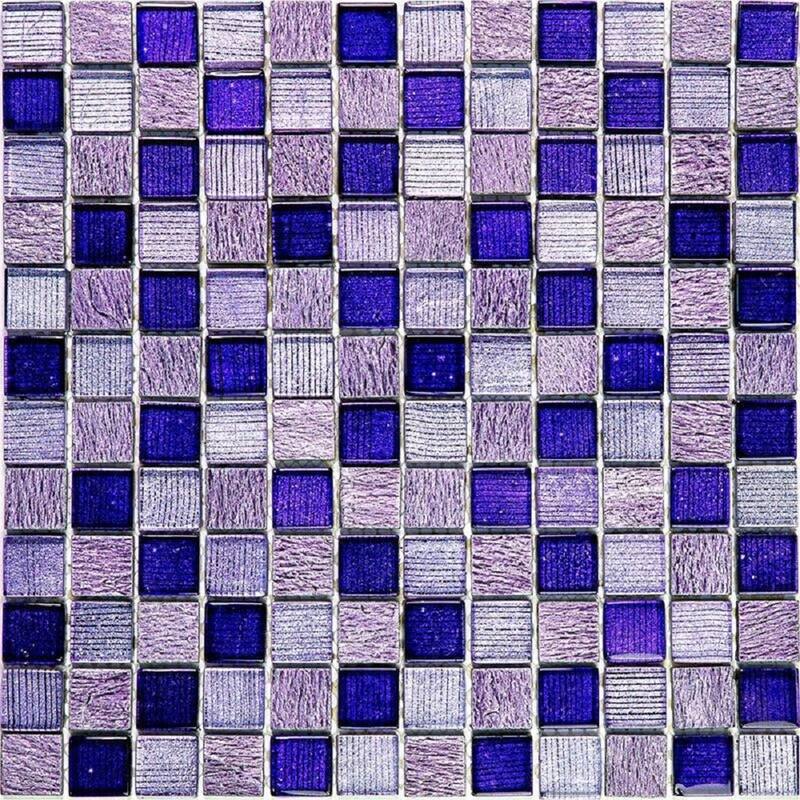 Apollo tile 12" x 12" Phoenix Polished Foiled Purple Glass Resin Stone Tile (4.83 sq ft/case) - 5 Pack