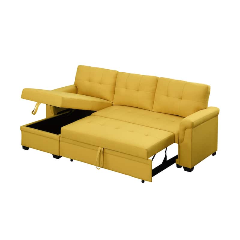 Lucca 84-inch Reversible Sleeper Sectional Sofa with Storage Chaise - 84"W x 54"D x 35"H