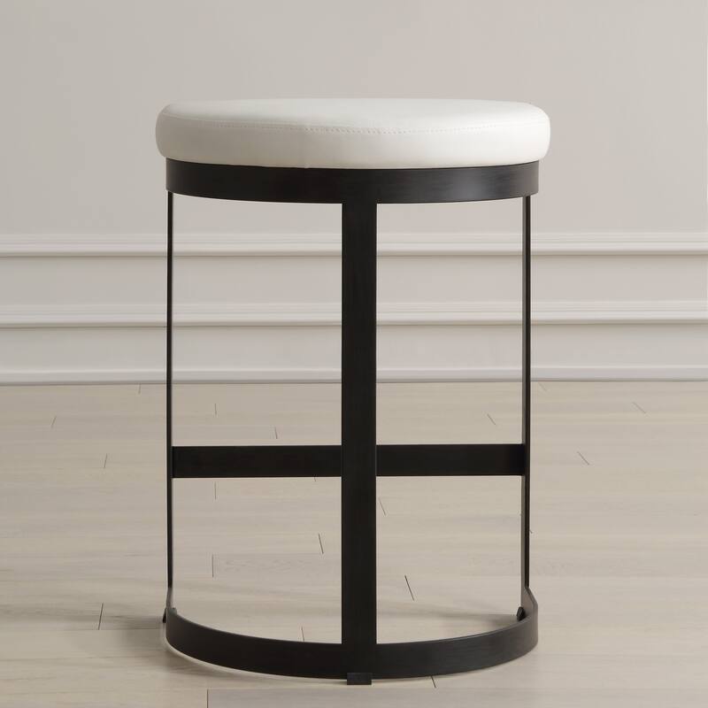 Uttermost 23803 Ivanna 18" Wide Metal Framed Faux Leather Accent Stool