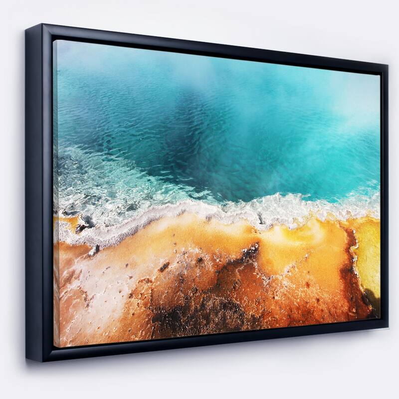 Designart "Beautiful Morning Glory Pool" Oversized Landscape Framed Canvas Art - 32 in. wide x 16 in. high - Black