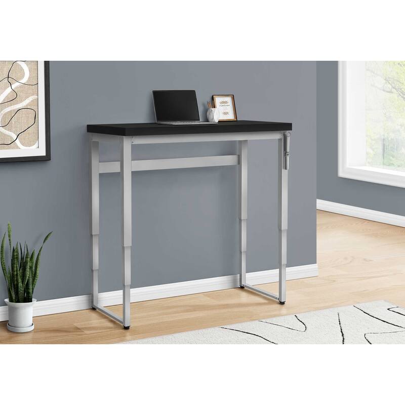 Computer Desk, Home Office, Standing, Adjustable, 48"l, Work, Laptop, Black Laminate, Grey Metal, Contemporary, Modern