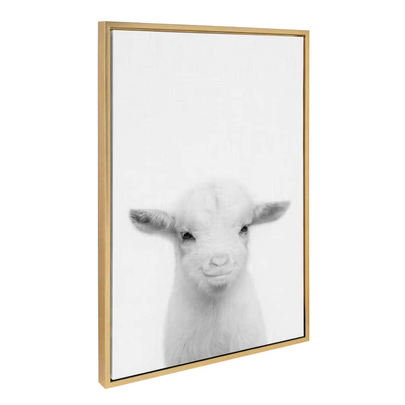 Kate and Laurel Sylvie Baby Goat Framed Canvas by Simon Te Tai