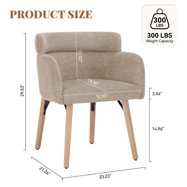 dimension image slide 1 of 3, Modern Upholstered Solid Wood Dining Chair With Arms (Set of 2)