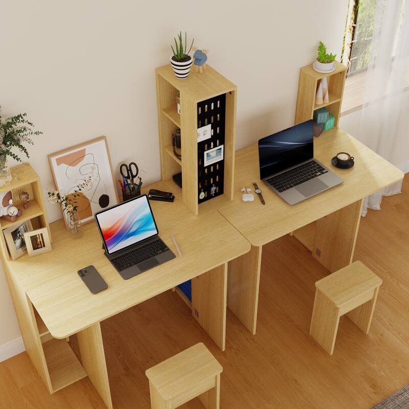 3-in-1 Folding Study Desk Multifunctional Writing Desk for 2 Kids